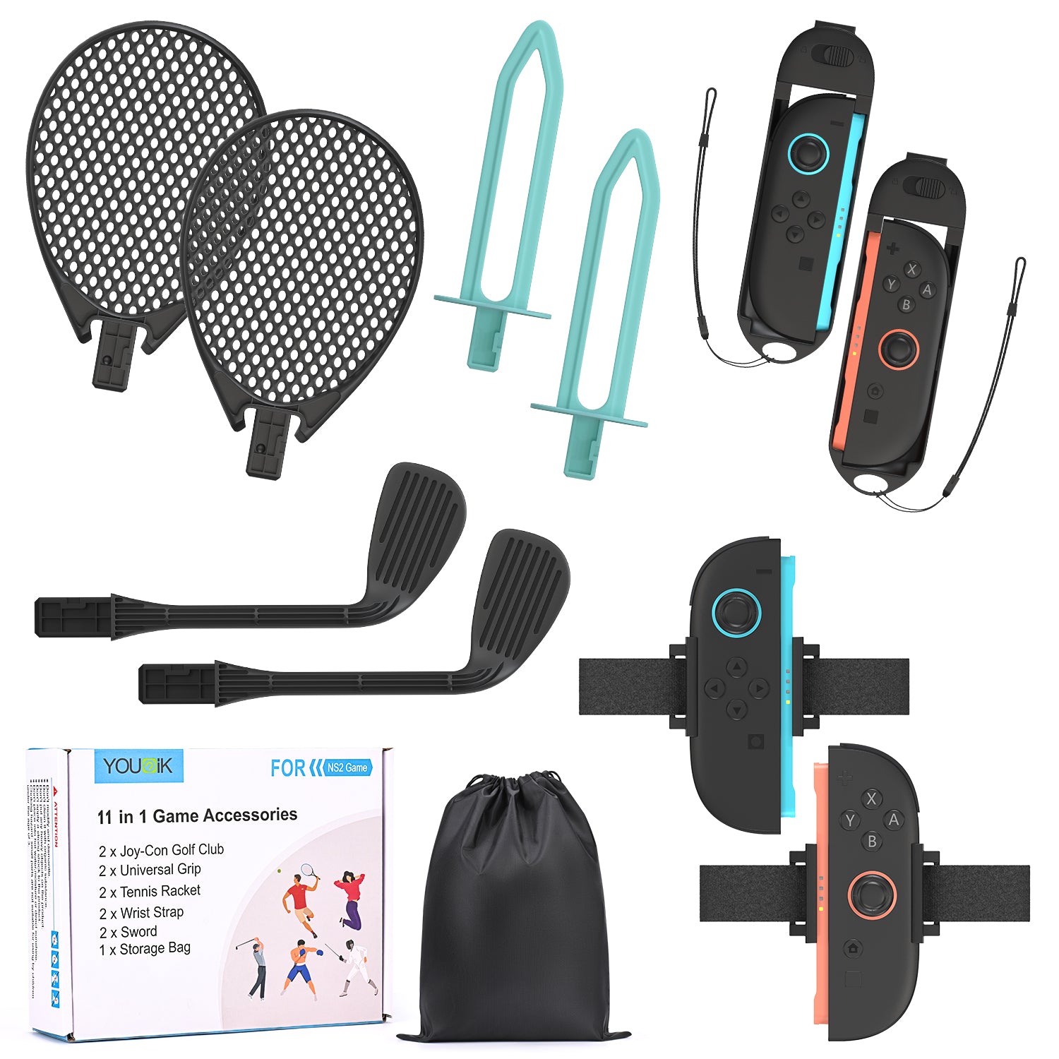 Younik Switch 2 Sports Accessories, 11 in 1 Switch 2 Sports Bundle (2025)