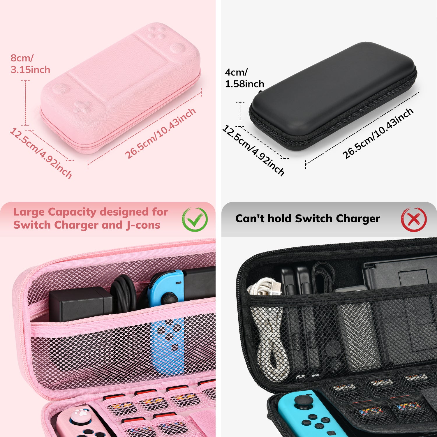 Younik Large Capacity Switch Bundle, Carrying Case for Switch, Switch Protective Case