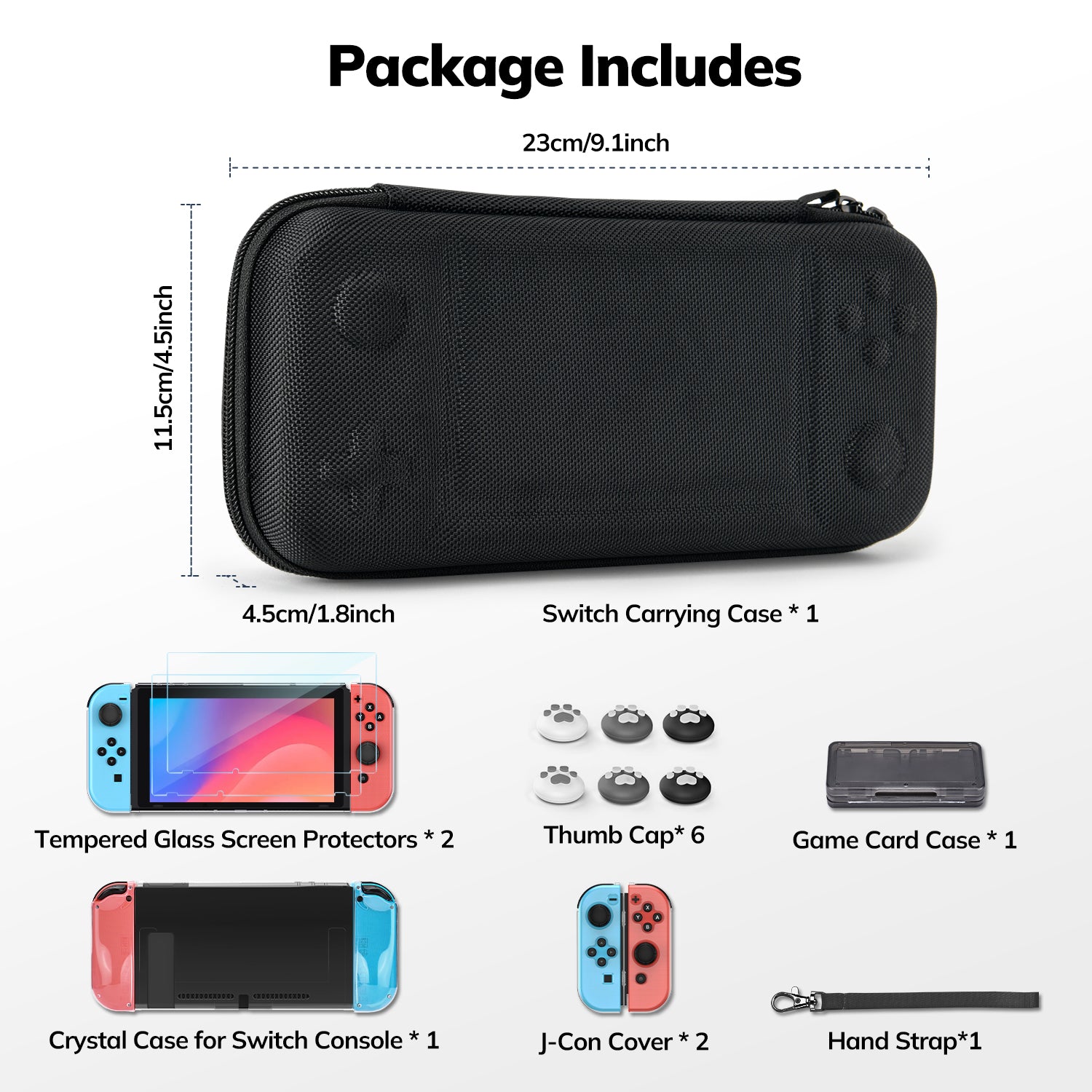 Younik Button Design Slim Travel Case for Switch, Switch Carrying Case, Joy-Con Design