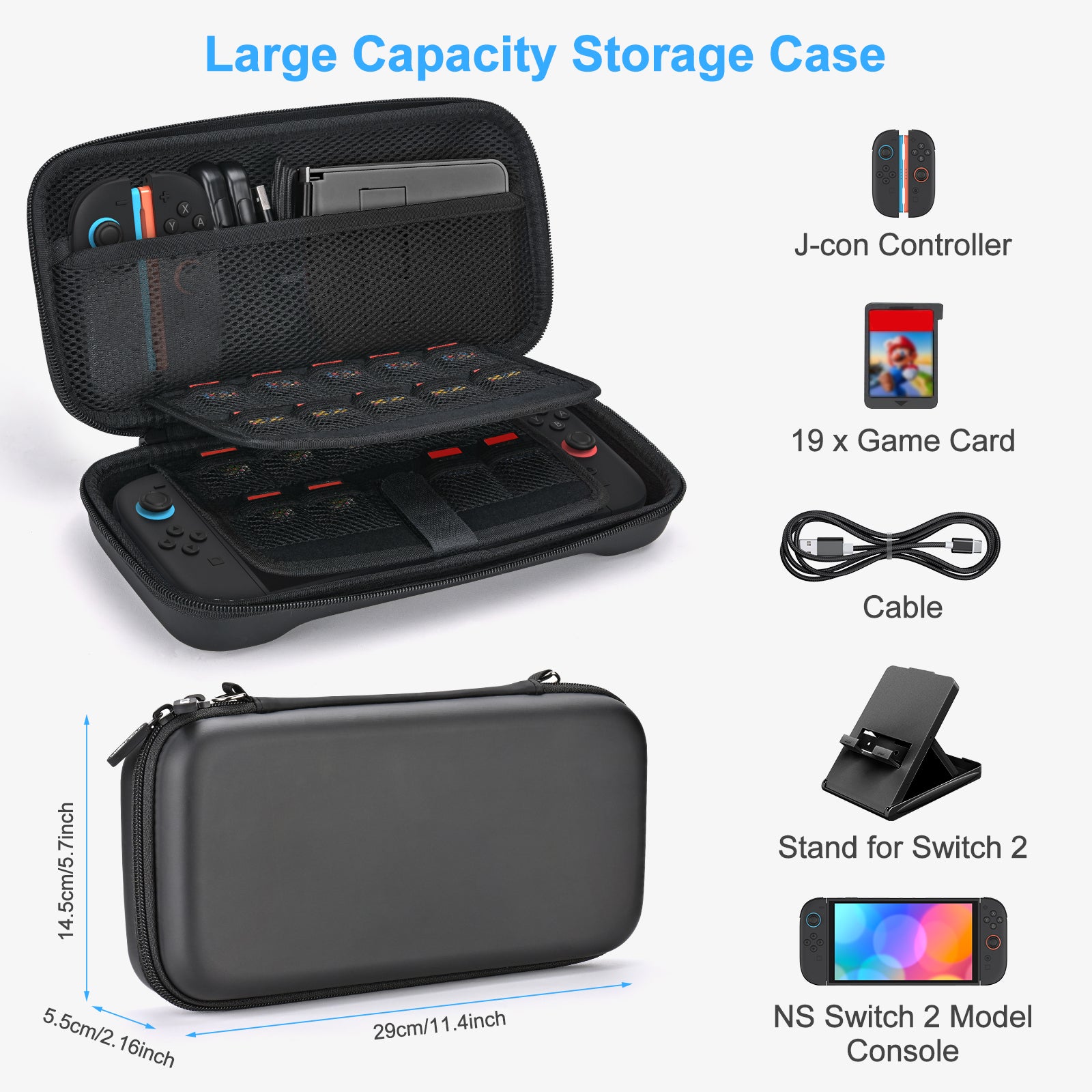 Younik Switch 2 Case Compatible with NS Switch 2 (2025, Black)
