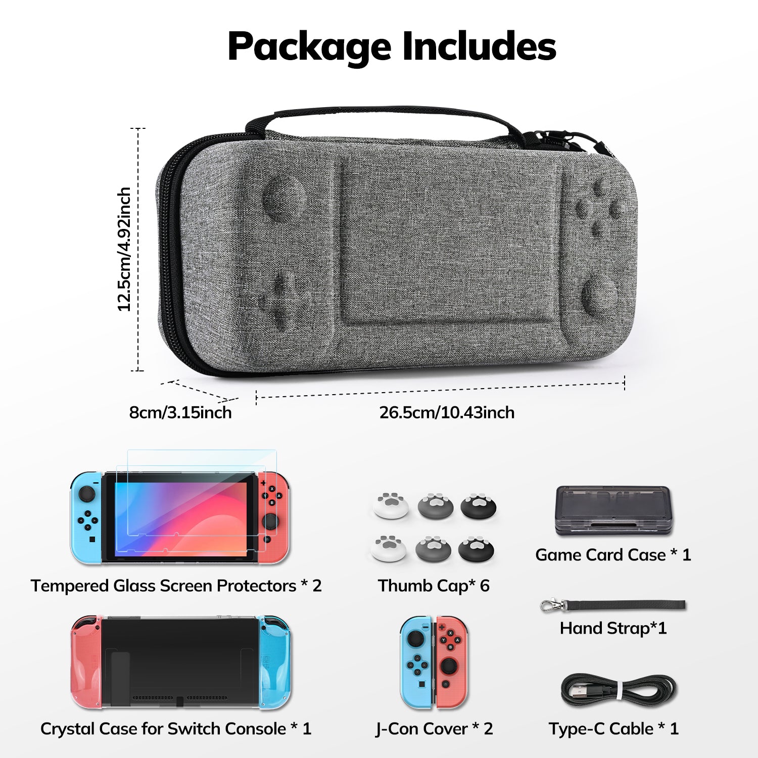 Younik Button Design Large Capacity Case for Switch, Switch Protective Carrying Case