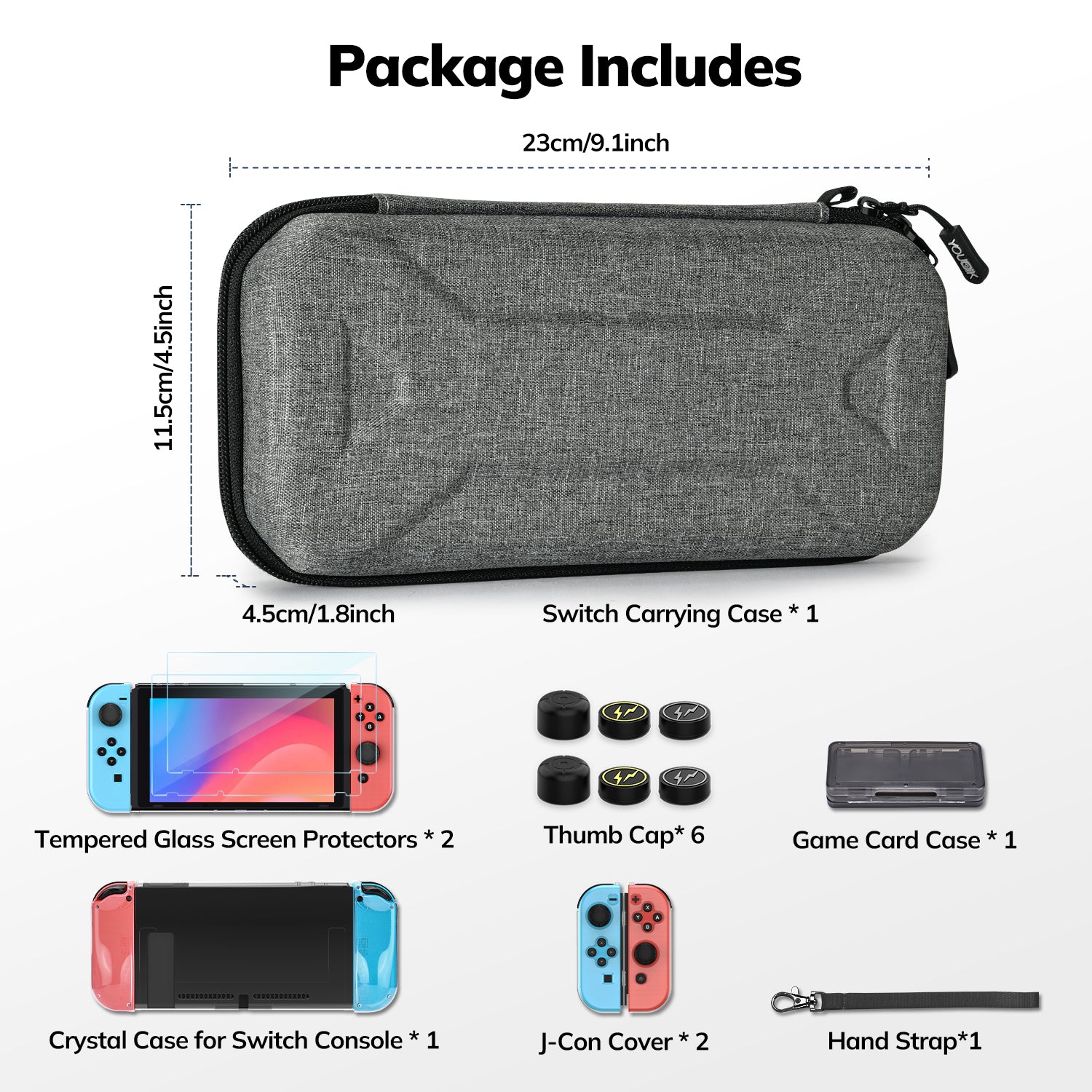 Younik Y Design Nintendo Switch Travel Case, Switch Accessories, Thumb Grips