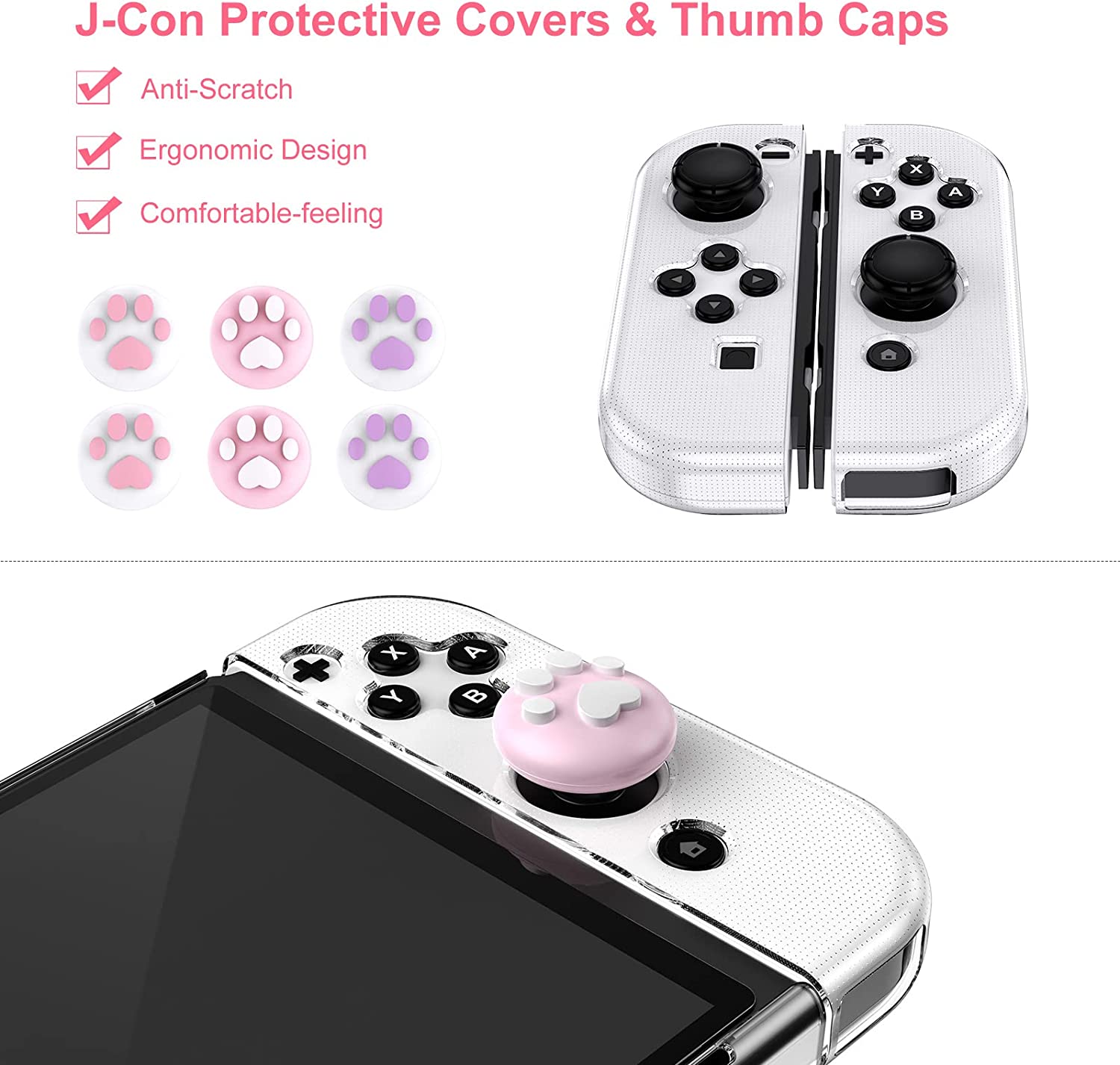 Younik Nintendo Switch OLED Travel Case, OLED Switch Grip Kawaii Cute Gift for Kids
