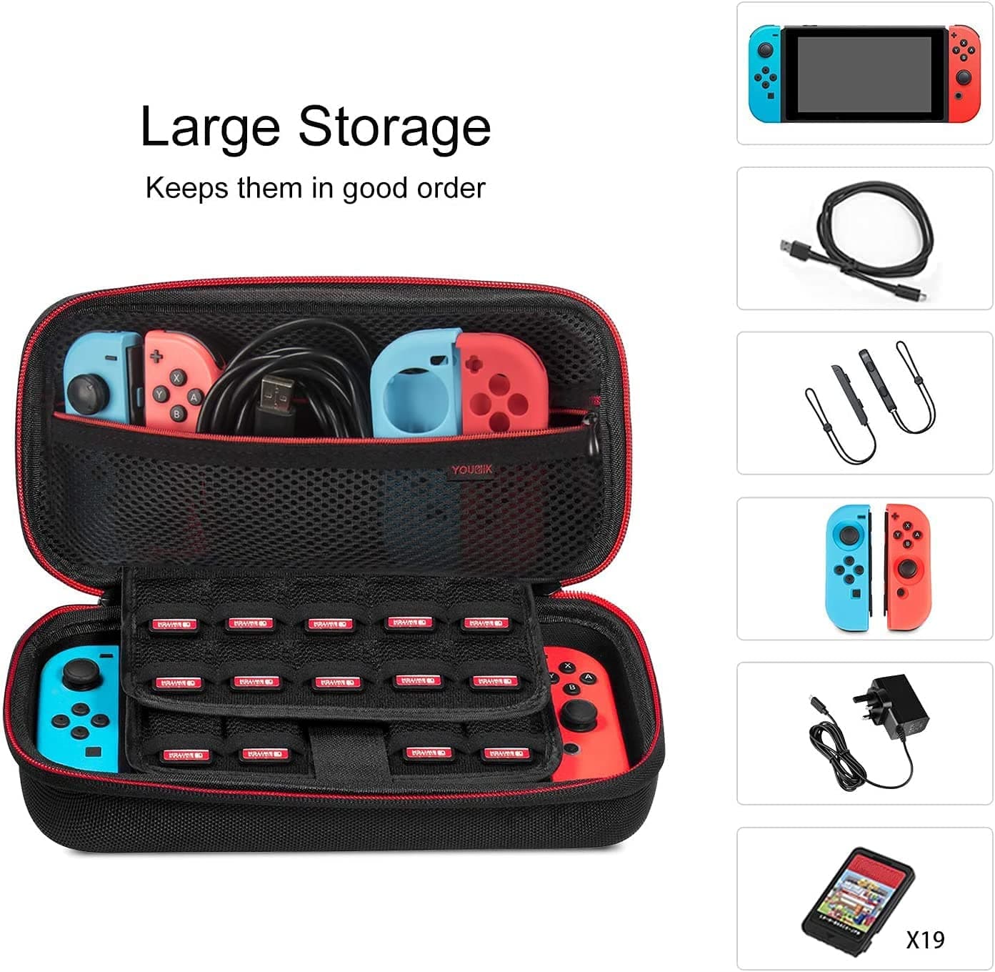 Younik Travel Case Nintendo Switch Carrying Case - Black